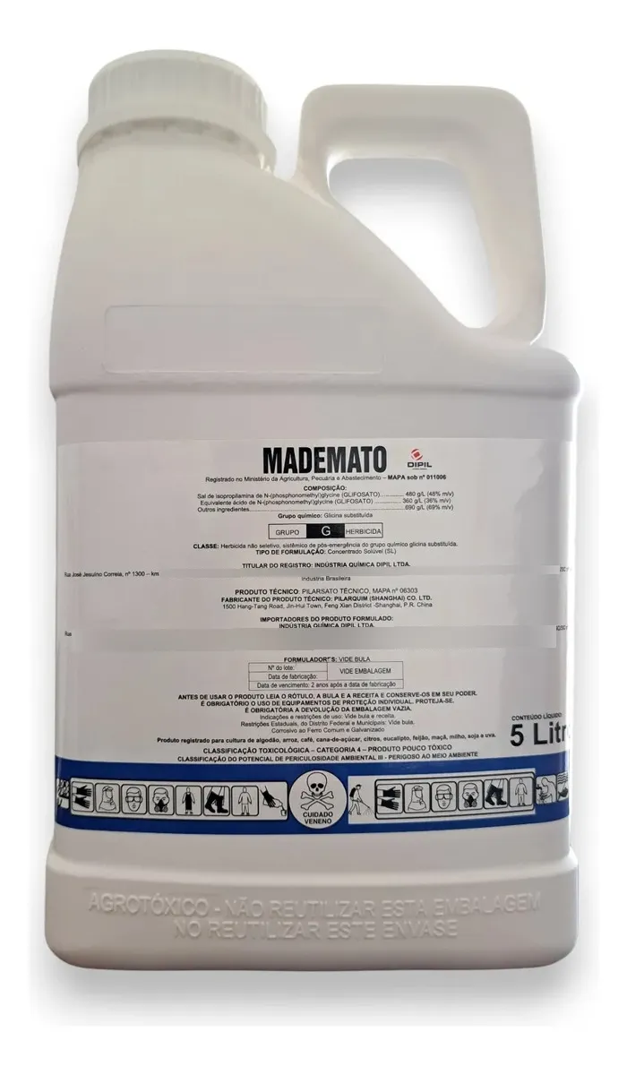 Herbicida Mata Mato Glifosato 5l Dipil